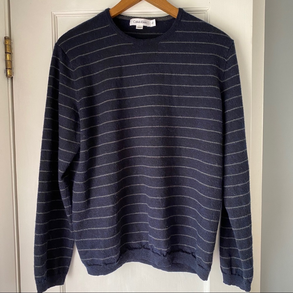 Calvin Klein Navy Striped Sweater, Large